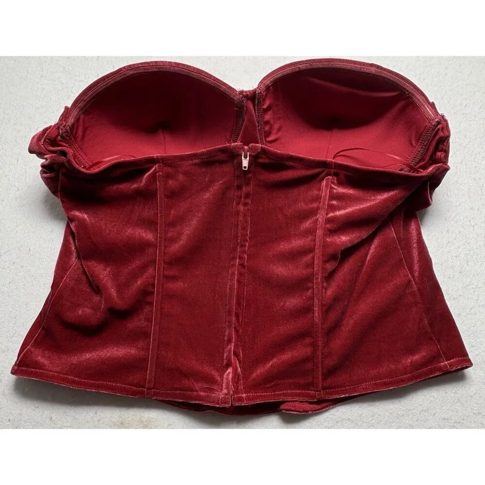 NWT‎ JLUXLABEL Women Velvet Corset Sz 3XL Red Sexy Glamour Party Edgy 68-17